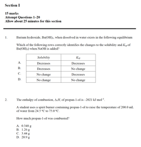 HSC Chemistry All-Module Practice Exam A (2019)