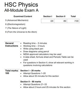 HSC Physics All-Module Practice Exam A (2nd Edition) (2019)
